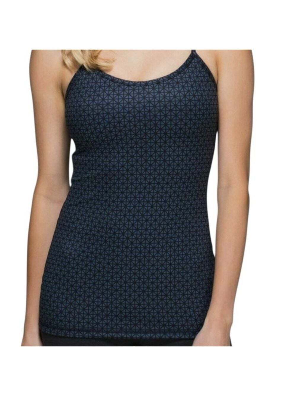 Lululemon Power Y Tank Luon Tri Geo Inkwell Blue Black Size 2 Athleisurecore